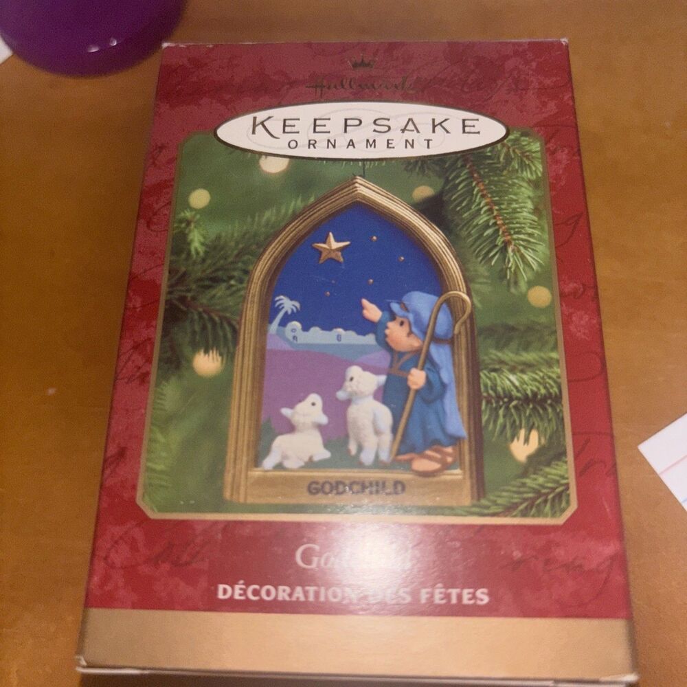 Hallmark Ornament 2000 Godchild Shepherd with Sheep Star of Bethlehem